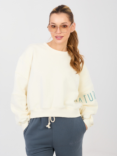 Ecru dresowa bluza o kroju oversize NATURAL SIDE