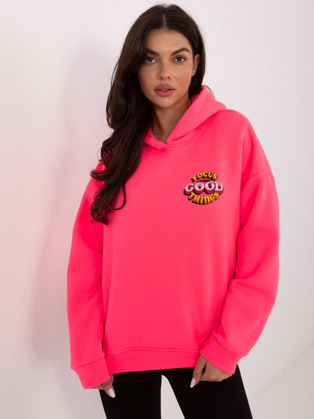 Fluo różowa ocieplana bluza z nadrukiem