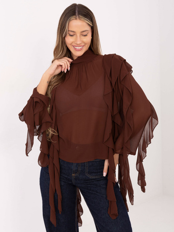 Brązowa wizytowa bluzka z golfem