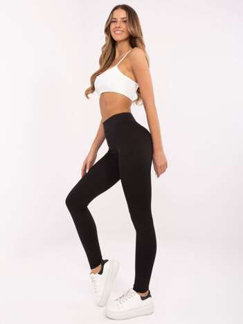 Czarne sportowe legginsy basic w prążek