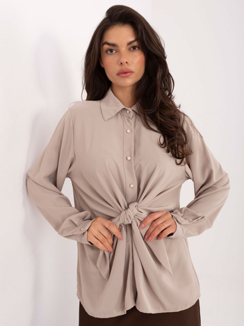 Beżowa koszula z wiązaniem z przodu