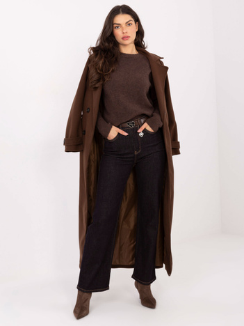 Granatowe proste jeansy z paskiem