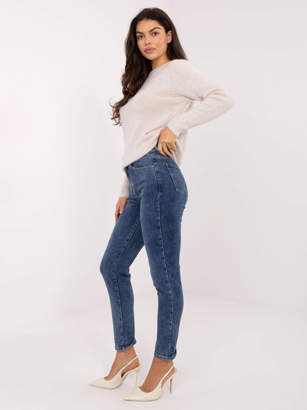Ciemnoniebieskie jeansy skinny z paskiem