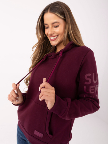 Burgundowa bluza kangurka z kapturem SUBLEVEL