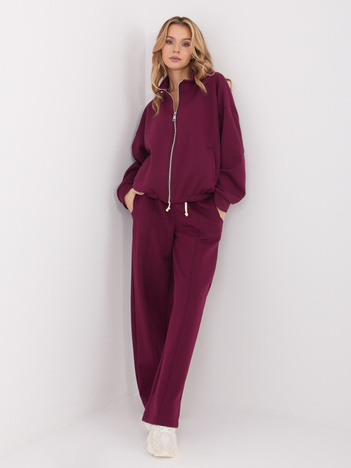 Burgundowe dresowe spodnie od kompletu