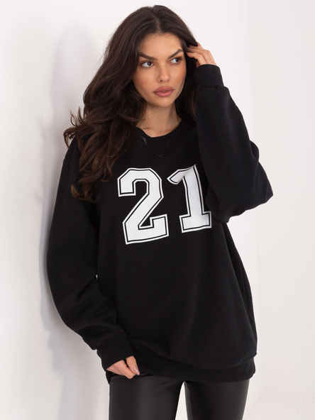 Czarna damska bluza oversize z ociepleniem