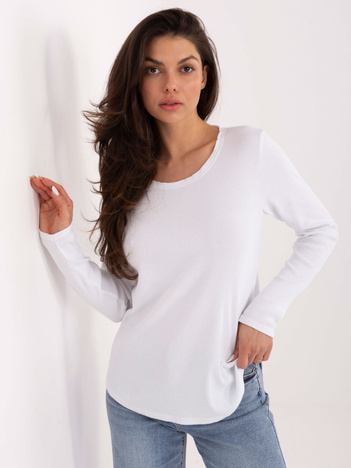 Biała damska bluzka longsleeve z bawełny