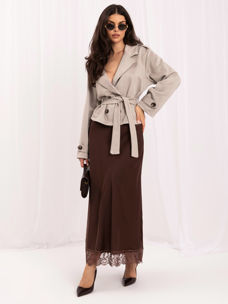 Brązowa midi spódnica typu slip skirt