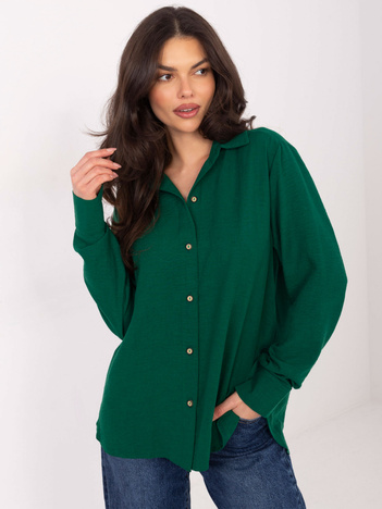Ciemnozielona bawełniana koszula z kołnierzykiem