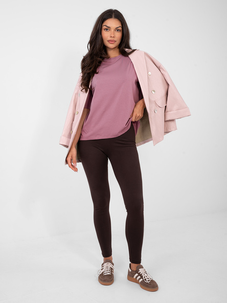 Brudnoróżowy t-shirt o luźnym kroju RUE PARIS