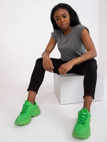 Ciemnoszary melanżowy t-shirt jednokolorowy basic z bawełny