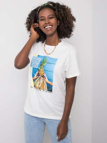 Biały t-shirt damski z bawełny Lotta
