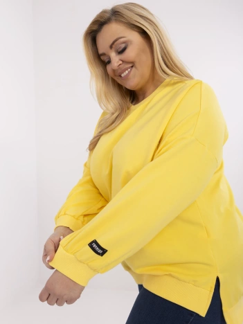 Żółta damska bluza plus size z okrągłym dekoltem
