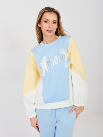Pastelowy niebieski dresowy komplet z cekinami RUE PARIS