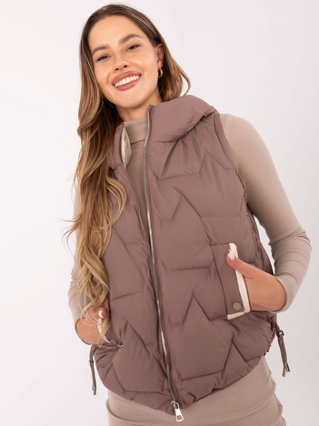 Brązowa damska kamizelka z pikowaniem