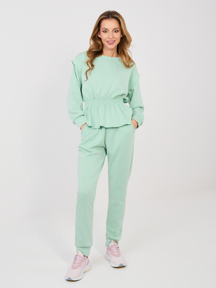 Pastelowy zielony damski komplet z baskinką RUE PARIS
