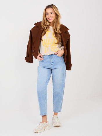 Beżowa damska bluza z kontrastowym napisem  RUE PARIS