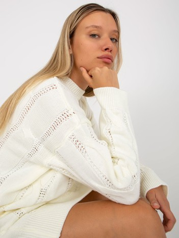 Ecru mini sukienka dzianinowa w warkocze RUE PARIS