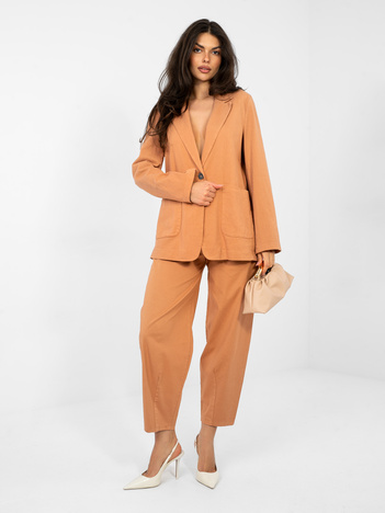 Ceglasta jeansowa marynarka z zapięciem na guzik RUE PARIS