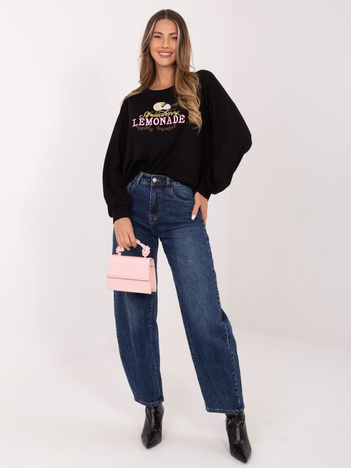 Czarna damska bluza z haftowanym napisem RUE PARIS