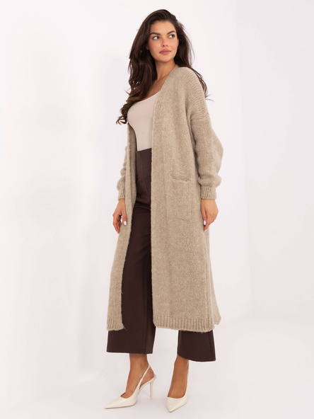 Beżowy długi kardigan z wełną