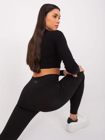 Czarne sportowe legginsy basic z bawełny