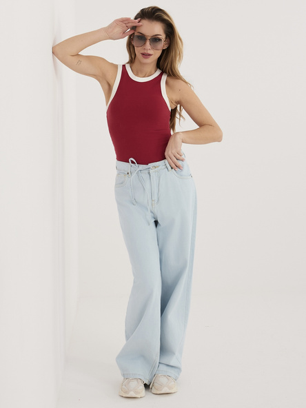 Jasnoniebieskie jeansy wide leg z wiązaniem SUBLEVEL