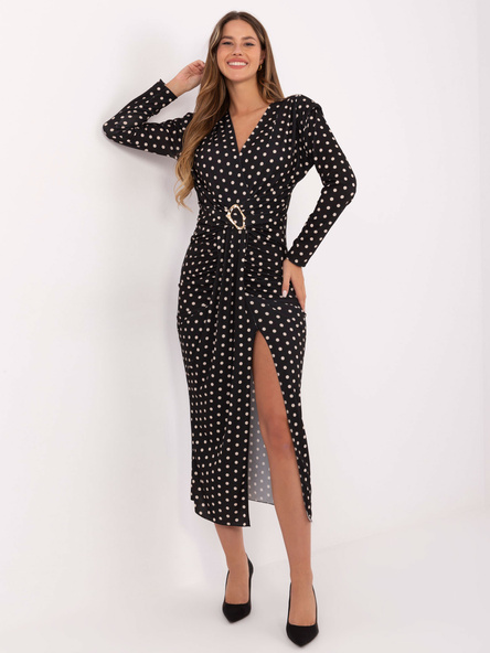 Czarna wieczorowa sukienka z printem