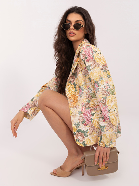 Żółta damska marynarka z jednorzędowym zapięciem