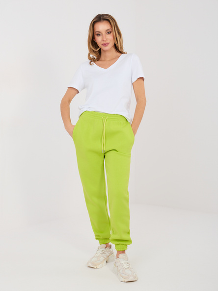 Limonkowe dresowe spodnie basic z wiązaniem