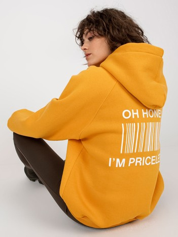 Ciemnożółta dresowa bluza z nadrukiem na plecach