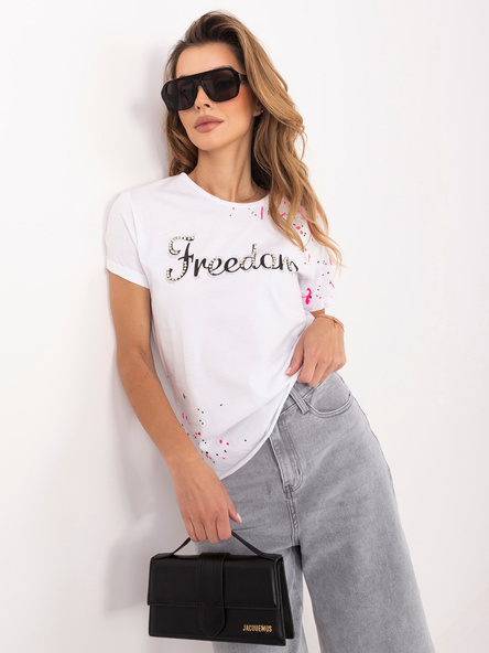 Biały t-shirt z napisem Raven