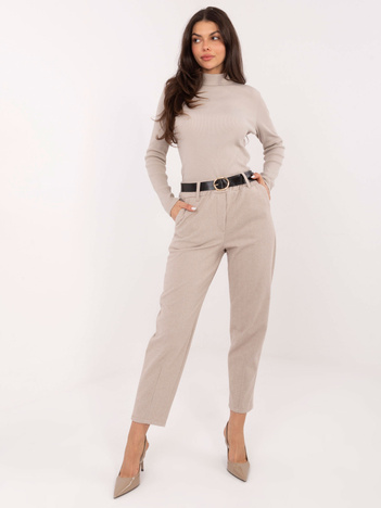 Beżowe eleganckie spodnie z nogawką 7/8 RUE PARIS