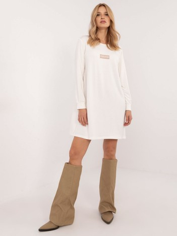 Ecru luźna sukienka dresowa z modalu
