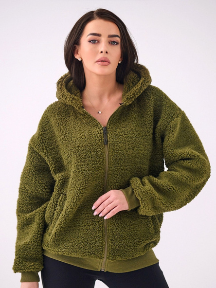 Khaki damska bluza baranek z kieszeniami