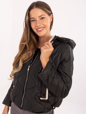 Czarna przejściowa kurtka ze ściągaczami