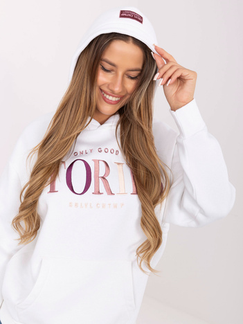 Biała bluza kangurka z kapturem SUBLEVEL