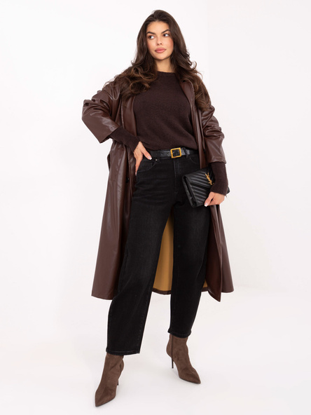 Czarne damskie jeansy baloon z paskiem