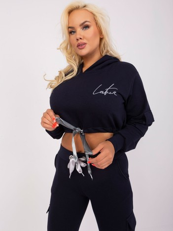 Granatowy komplet plus size ze spodniami cargo