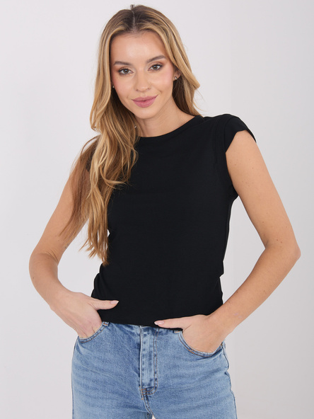 Czarny damski top basic z domieszką wiskozy