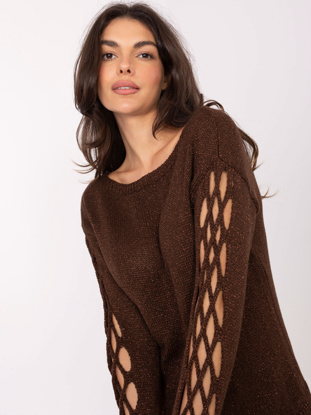 Czekoladowy sweter z metalizowaną nicią