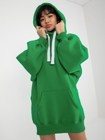 Zielona dresowa długa bluza basic o kroju oversize