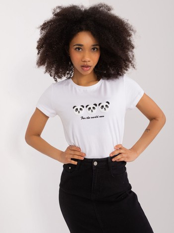 Biały bawełniany t-shirt z pandami BASIC FEEL GOOD