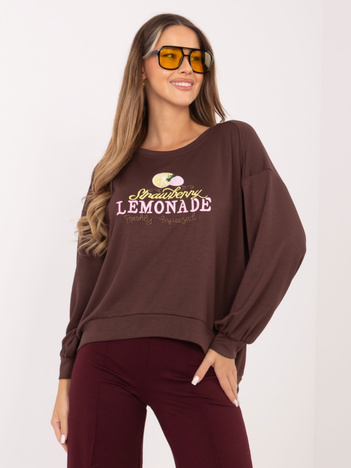 Czekoladowa asymetryczna bluza bez kaptura  RUE PARIS