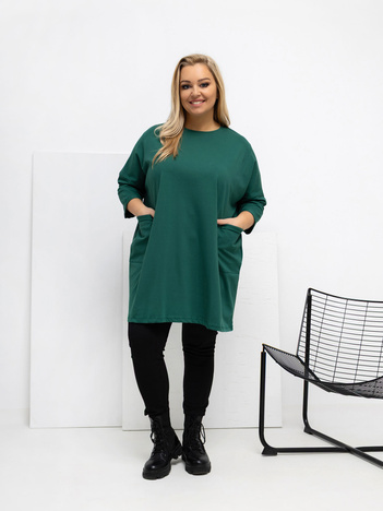 Ciemnozielona bluzka plus size z okrągłym dekoltem