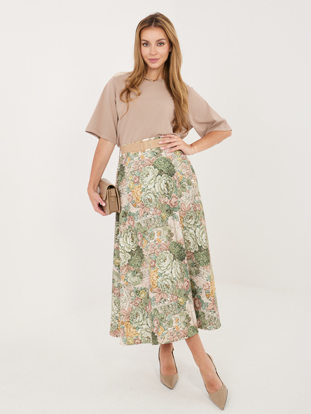 Zielona midi spódnica w kwiaty