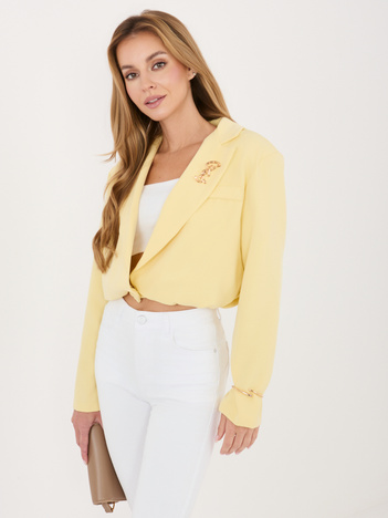 Jasnożółta krótka marynarka o kroju balloon