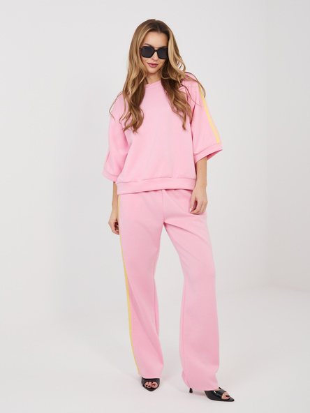 Różowy damski komplet z miękkiego materiału RUE PARIS