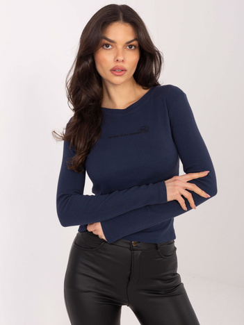 Granatowa bluzka z haftowanym napisem