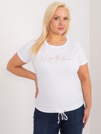 Biała damska bluzka plus size ze ściągaczem